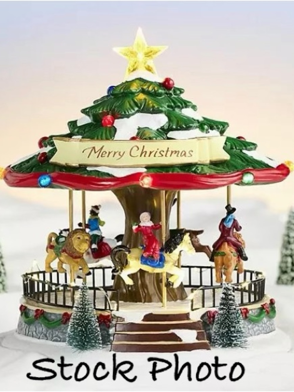 St Nicholas Square Tree Carousel 2022 Musical Animated Lighted Christmas Village - Picture 11 of 12